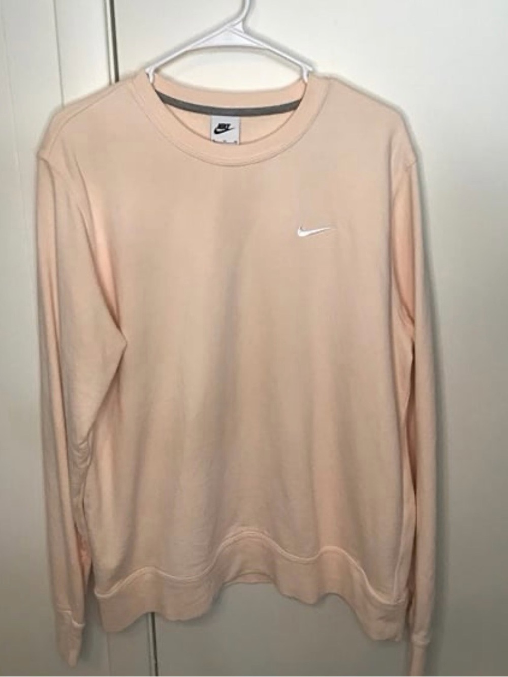 Nike Peach Crewneck Sweatshirt - Light Peach with White Swoosh